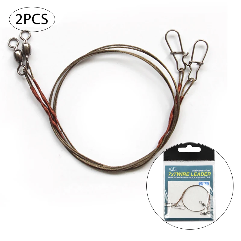 2 unids/set de hilo de pescar de acero, correa de pesca líder de alambre con giro rodante, Lucio, línea antibobinado, herramienta de aparejos, accesorios de pesca