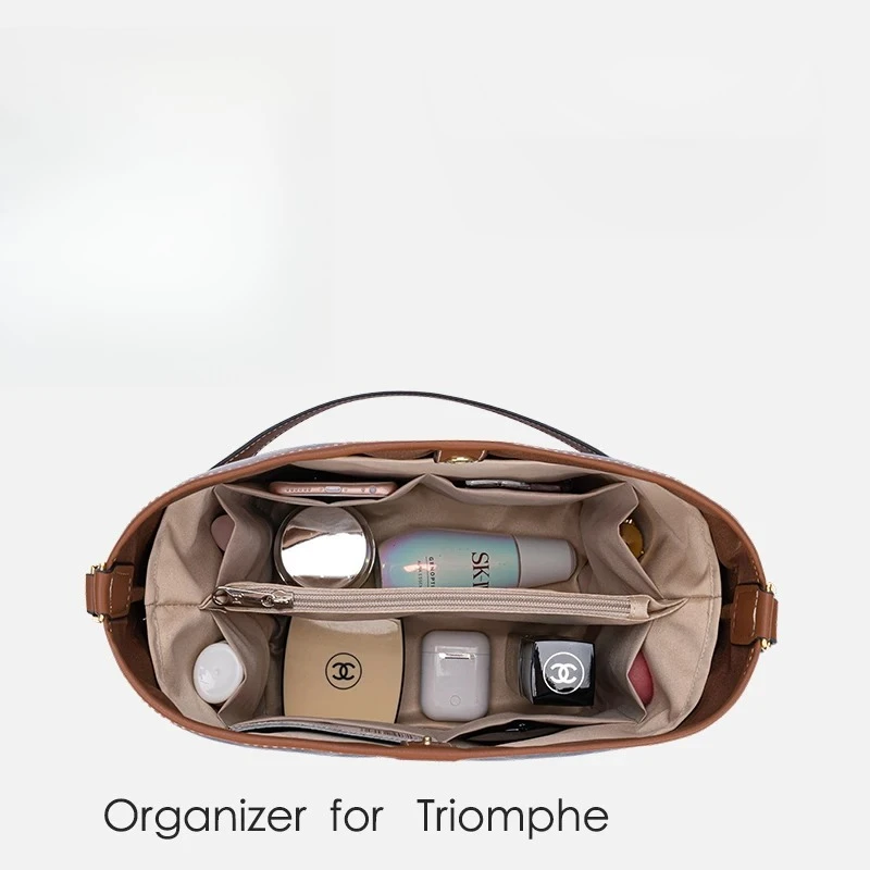 

For Celin Triomphe CANVAS BUCKET Large Capacity Makeup Storage Bag Felt Cloth Liner Bag Travel Insert Bag In Bag Cosmetic Bag