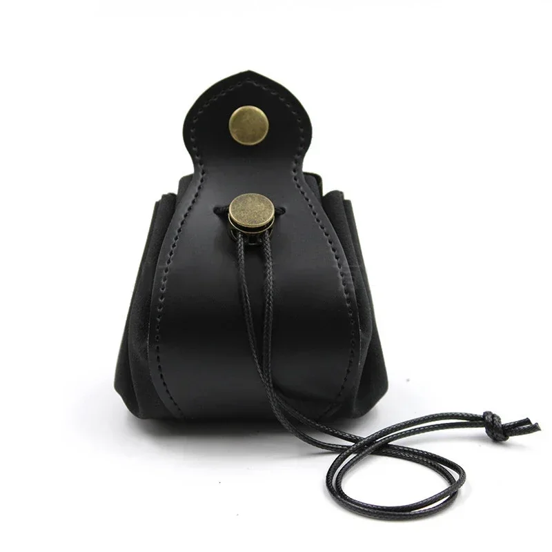 Medieval Viking Belt Pouch Men's Renaissance Leather Coin Purse Drawstring Waist Bag for LARP Cosplay Costume Accessories