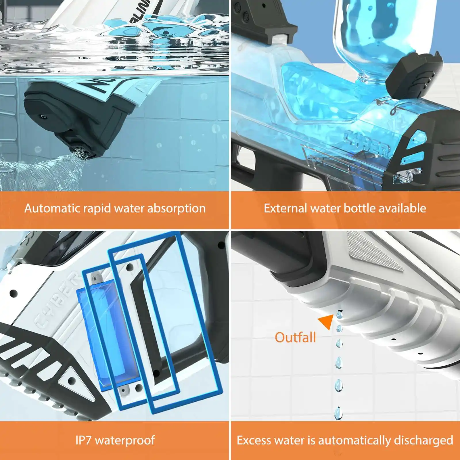 Pistola de agua eléctrica para niños, niños, niñas y adultos, juguete de playa, tiro automático completo, inducción de agua, Verano