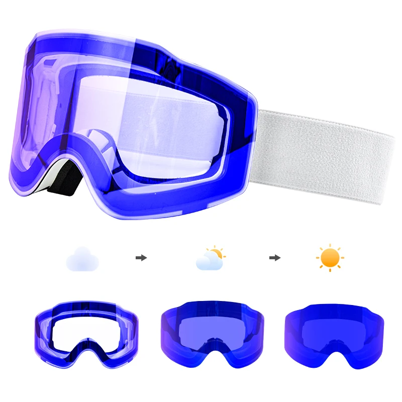 

Discoloration Universal Day and Night Snowboard Goggles Snow Glasses Anti-Fog Magnetic Winter Sports Ski Goggles