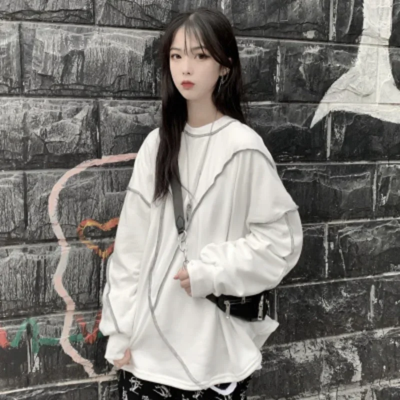 Spring Autumn Korean Round Neck Women's Hoodie Sweatshirt Japan Fashion Harajuku Loose Casual Pullover Y2k Streetwear Women