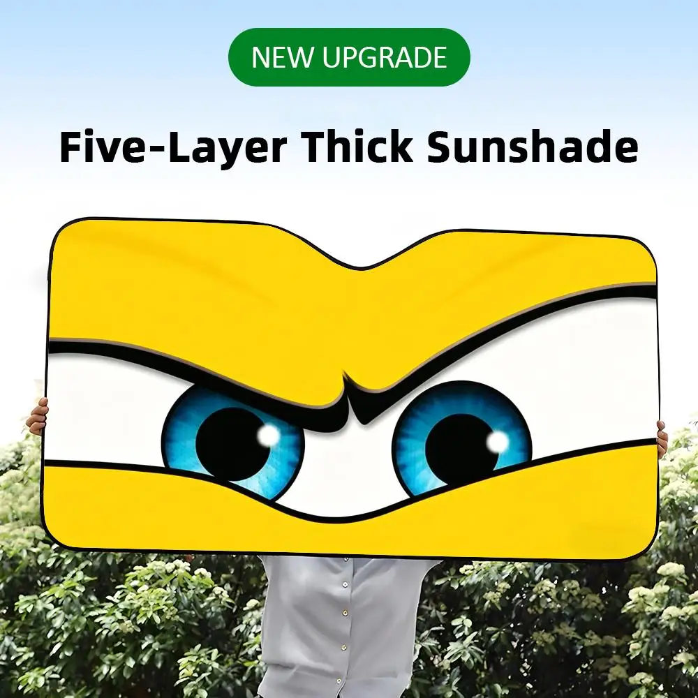 Eyebrow Raising Eyes Sun Visor Reusable Aluminum Foil UV Protector Heat Car Sunshades Five-Layer Insulation Windshield