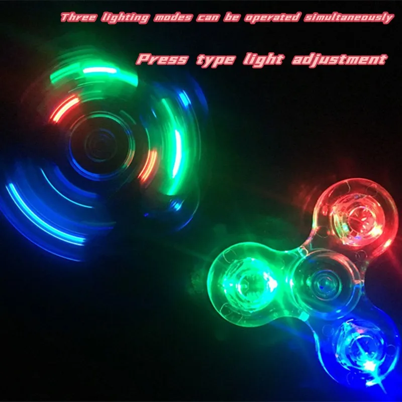 Crystal Luminous LED Light Fidget Spinner para Crianças, Hand Top Spinners, Glow in Dark, Brinquedos EDC Stress Relief, Giroscópio Cinético