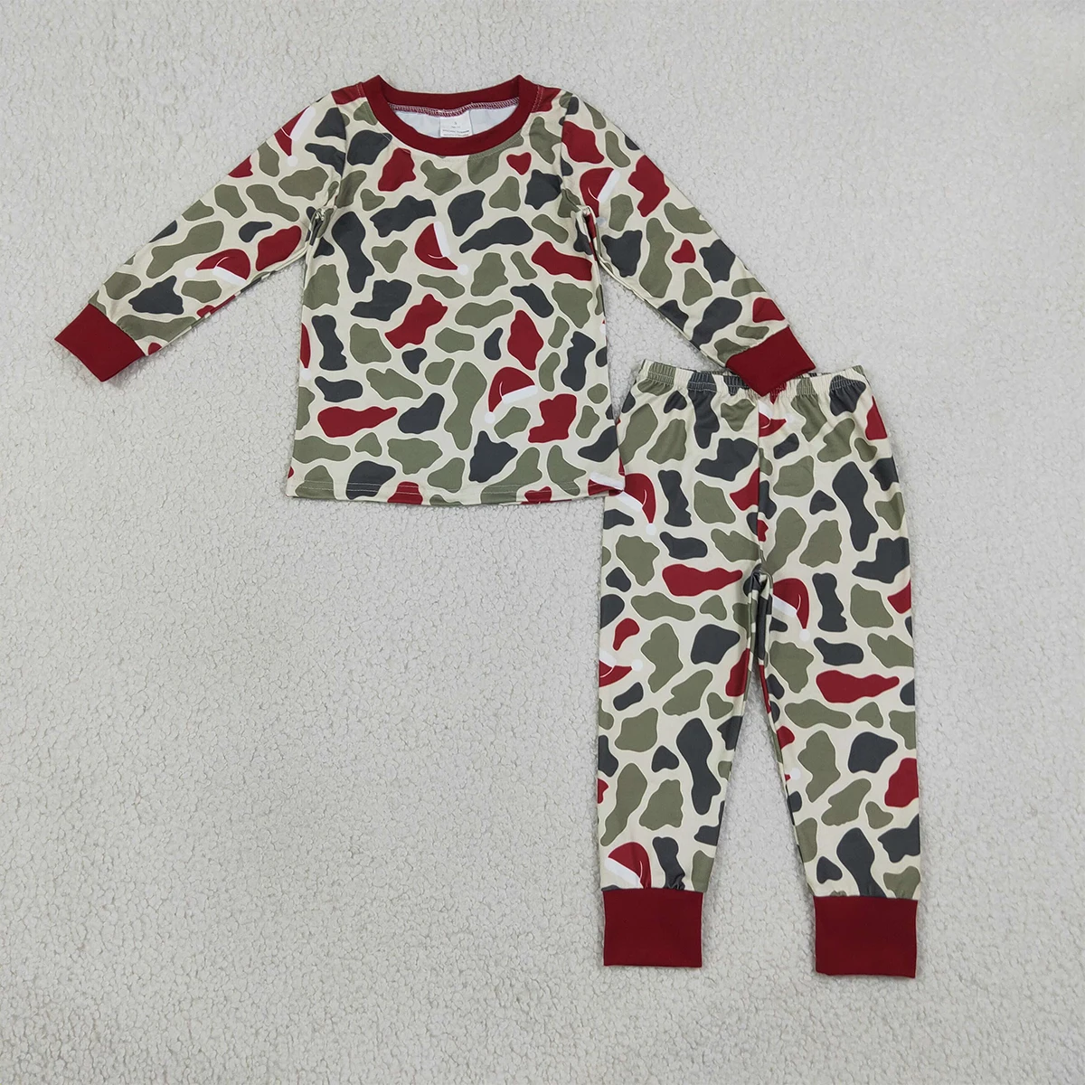 Baby Boy Sleepwear Clothes Kids Pajamas Sets Cute Green Red Camo Top Pant Christmas Toddler Children 2pcs Outfit Wholesale