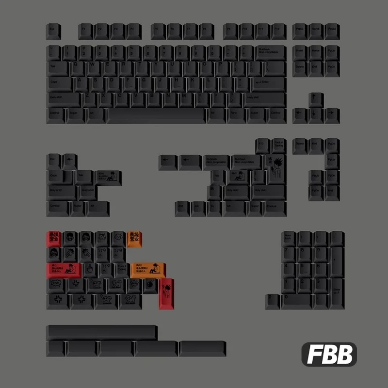FBB Original Keycaps PBT Thermal Sublimation Cherry Height Custom Mechanical Keyboard Keycap Busines Theme PC Accessories