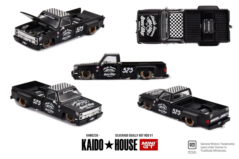 

*PreSale* Kaido House x MINI GT 1:64 Silverado Dually Hot Rod V1 Black Diecast Model Car