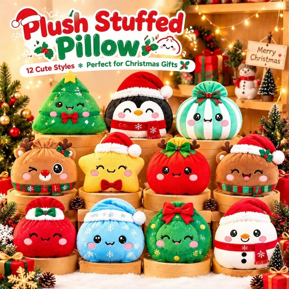 Soft Plush Stuffed Dumpling Toy Stress Relief Fidget Stuffed Steamed Bun Toy with Steamer Giant Christmas Dumpling Pillow