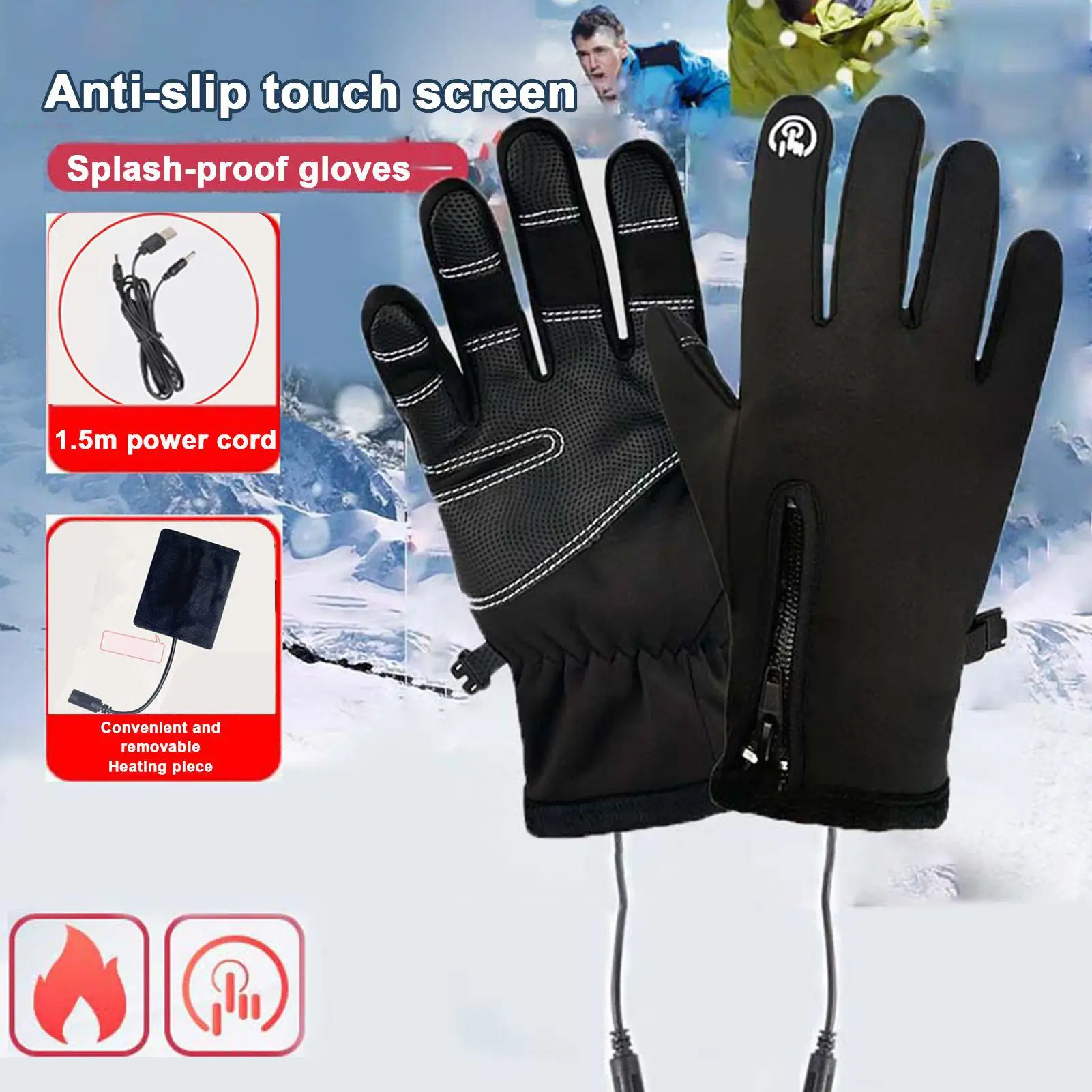 Guantes calefactables recargables, guantes calefactables con pantalla táctil, calentadores de manos, calentador a prueba de viento, equipo para exteriores para escalada, caza, esquí