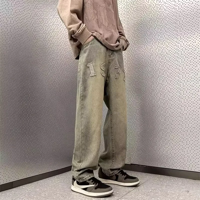 

Waed Vintage 977 Men's Jeans American Retro Micro Flared Straight Leg Loose Fit Casual High Street Brand Jeans