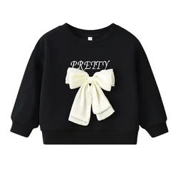 Baby Girls Sweatshirt Kids Bowknot Hoodies Toddler Princess Pullover 2024 Spring Autumn Children's Clothing Korean Style