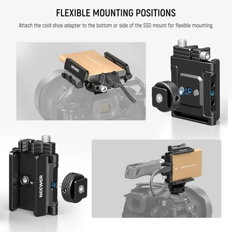 

Mount Bracket SSD Holder with Cold Shoe Cable Clamp, 1.6"-2.6" for T5 T7 SSD SanDisk Compatible with SmallRig