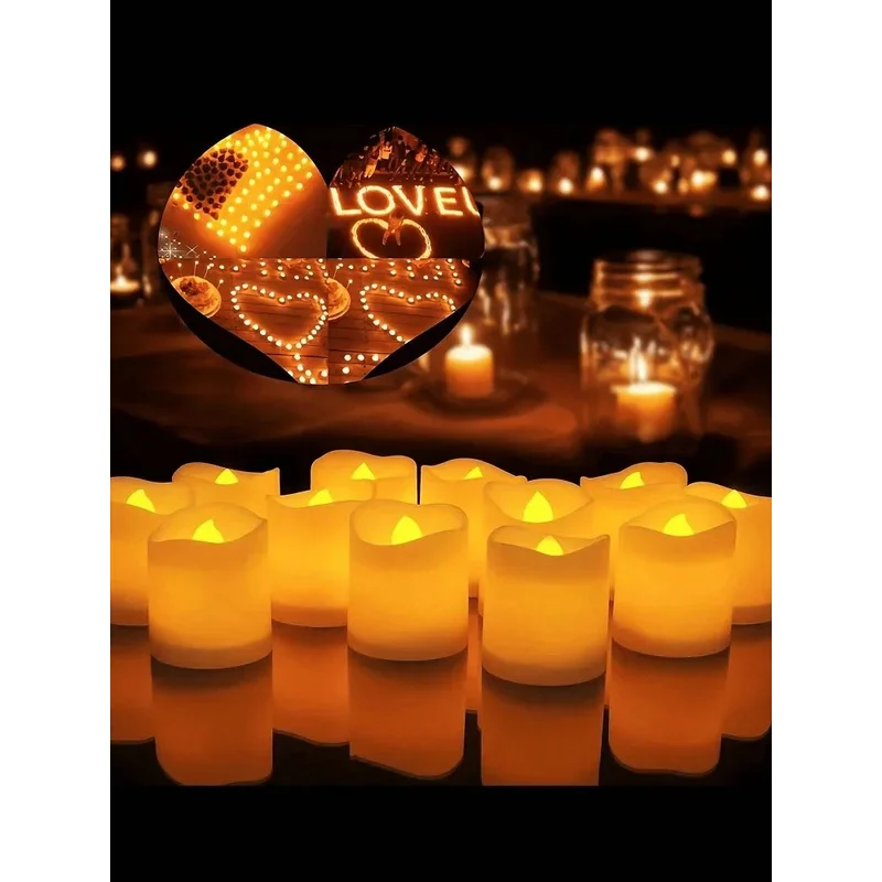 Flickering LED ivory electronic candle, flameless tealight, battery operated, ideal for weddings