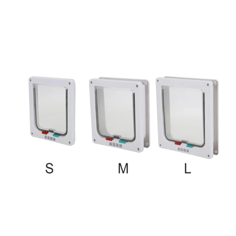 S/M/L 2 Colors Cat Flap Door With 4 Way Lock Security Flap Door For Dog Cat Kitten Small Pet Gate Door Kit Pet Safety Gate