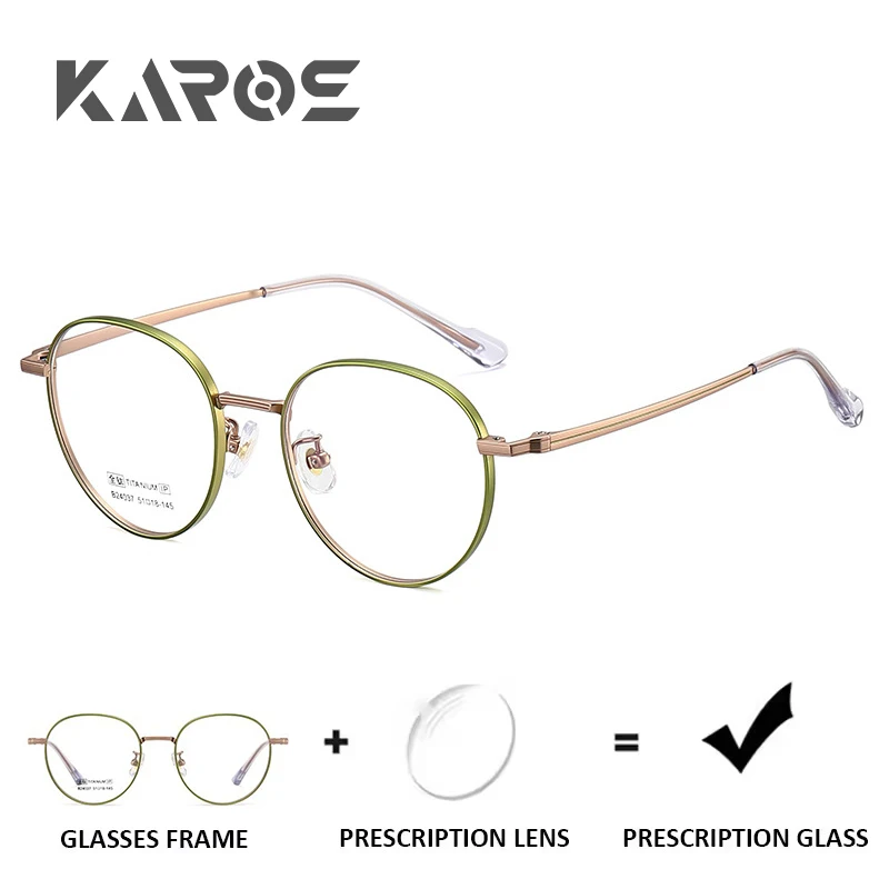 

KAROS All Titanium Round Progressive Prescription Glasses Optical Lenses with Custom Prescription Myopia for Women