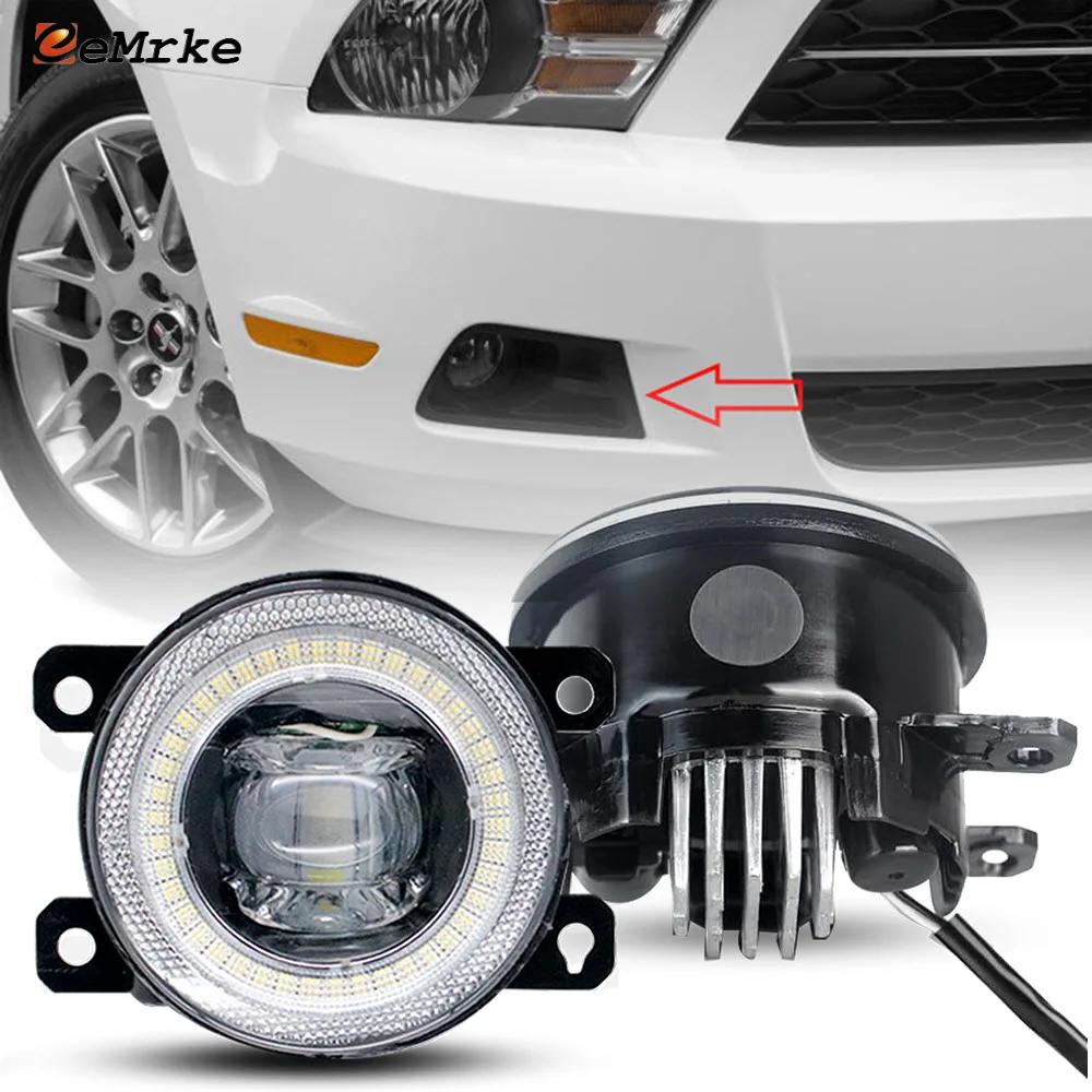 

Светодиодные фары заменяют противотуманные фары для Ford Mustang V6 Base 2011 2012, дневные фары Angel Eye, дневные ходовые фары, внешние аксессуары