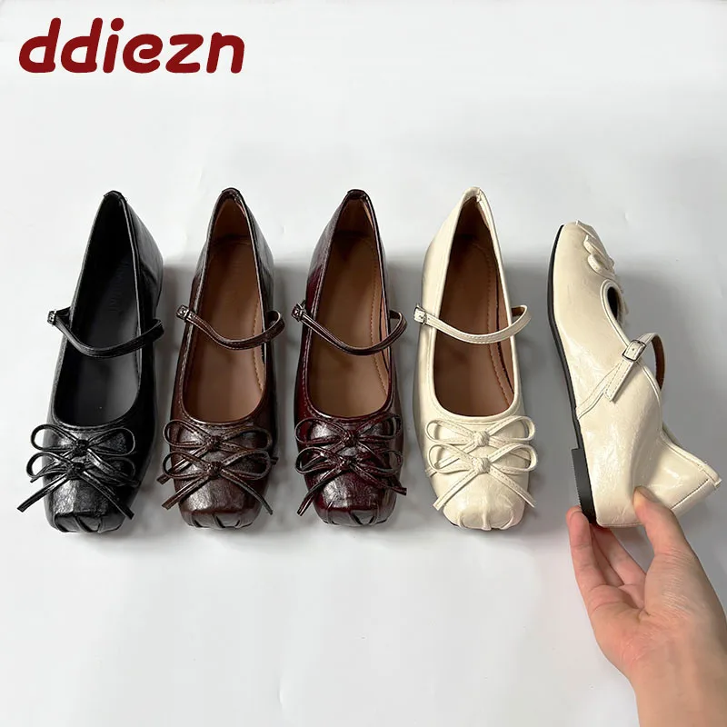 

Новая модная женская обувь Мэри Джейн с узлом-бабочкой, увеличивающая рост, женская обувь с пряжкой и ремешком, женская обувь на плоской подошве в стиле Лолиты
