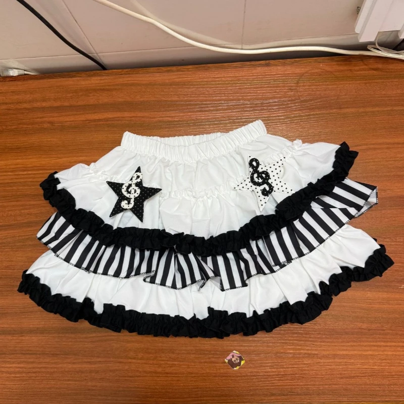 Summer Gothic Y2k Elastic Waist Piano Key Short Skirt Women High Street Chic Hot Girl Skirts Female Aesthetic New Punk Outfits