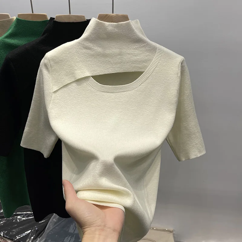 Swetry damskie dzianinowe pulowery nowe białe swetry z długim rękawem dzianinowe pulowery damskie bluzki swetry golf Q2294