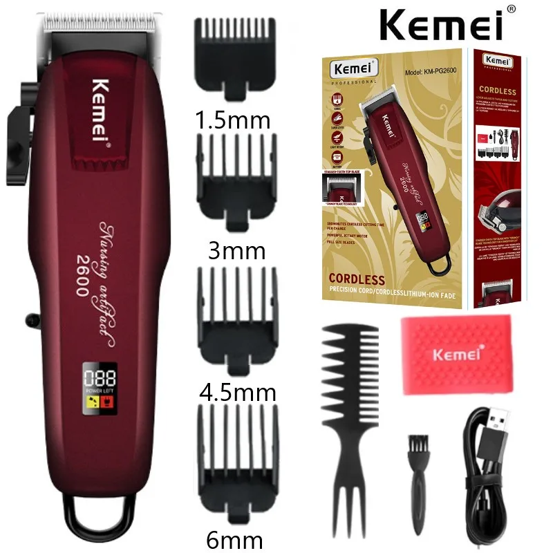 Kemei Rechargeable Hair Clipper Machine Electric Hair Trimmer Beard Professional Edge Hair Cutting Machine For Men Salon