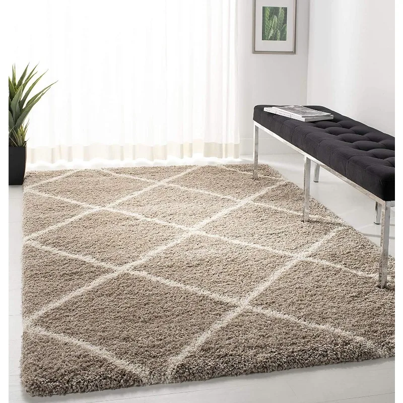 Shag Carpet Rug with Modern Floral Design,lint-free Easy To Care for,2 Inches Thick, Deal for High-traffic Areas in Living Rooms