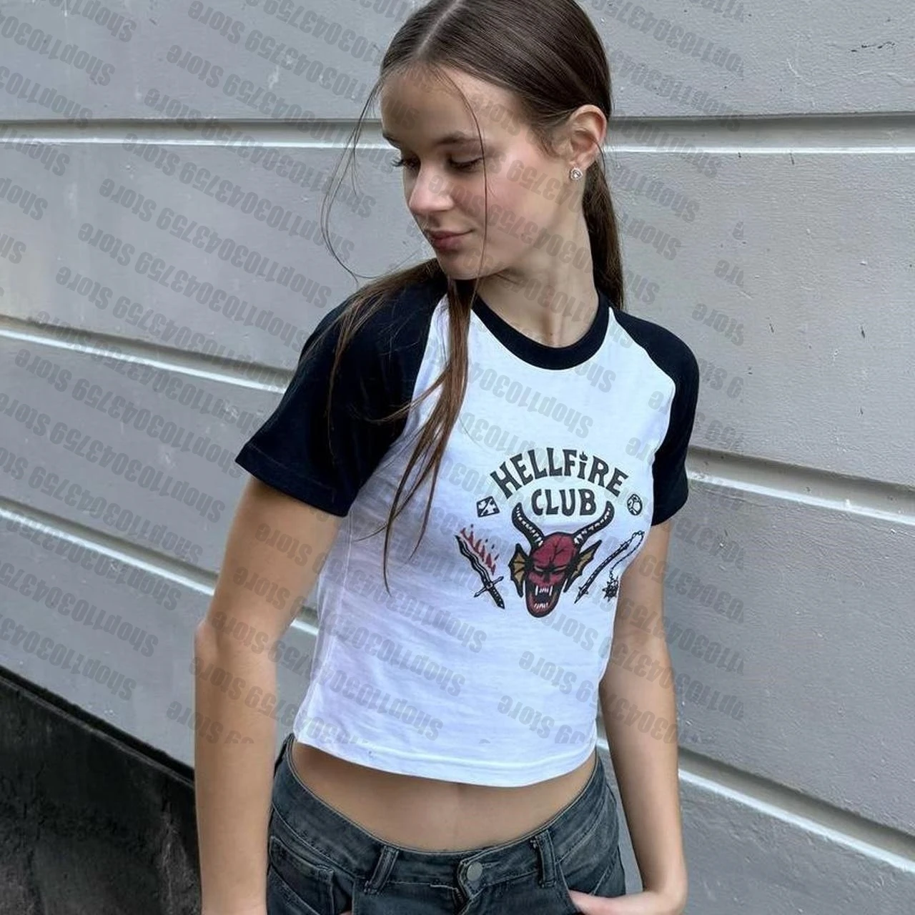 Short Sleeve Skinny Crop Top, Girl Short Top, Emo, Summer TeeVintage Women's Grunge T-Shirt, Y2k Clothing, Aesthetic Crop Top image 4