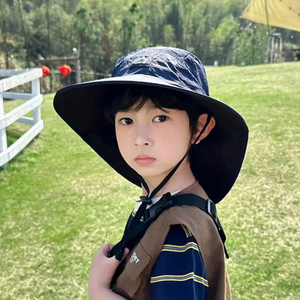 Big Brim Shawl Children's Summer Hat Sun Protection Breathable Kids Sunscreen Hat Neck Ear Cover Anti UV Kids Beach Caps