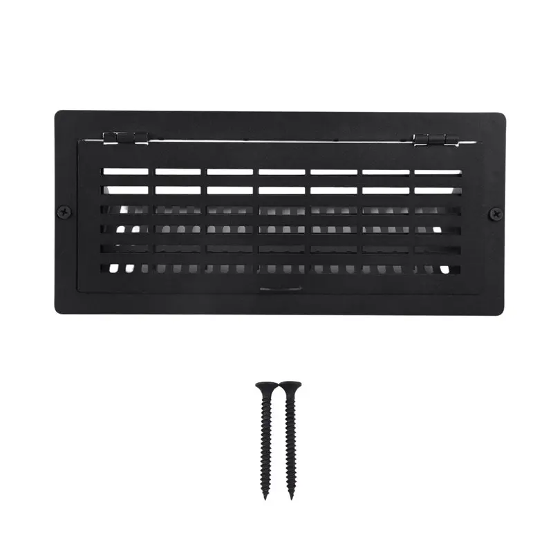 2-In-1 Vent Deflector Floor Vent Cover Adjustable 4X10 Register Carbon Steel Energy-Saving Airflow Control Black