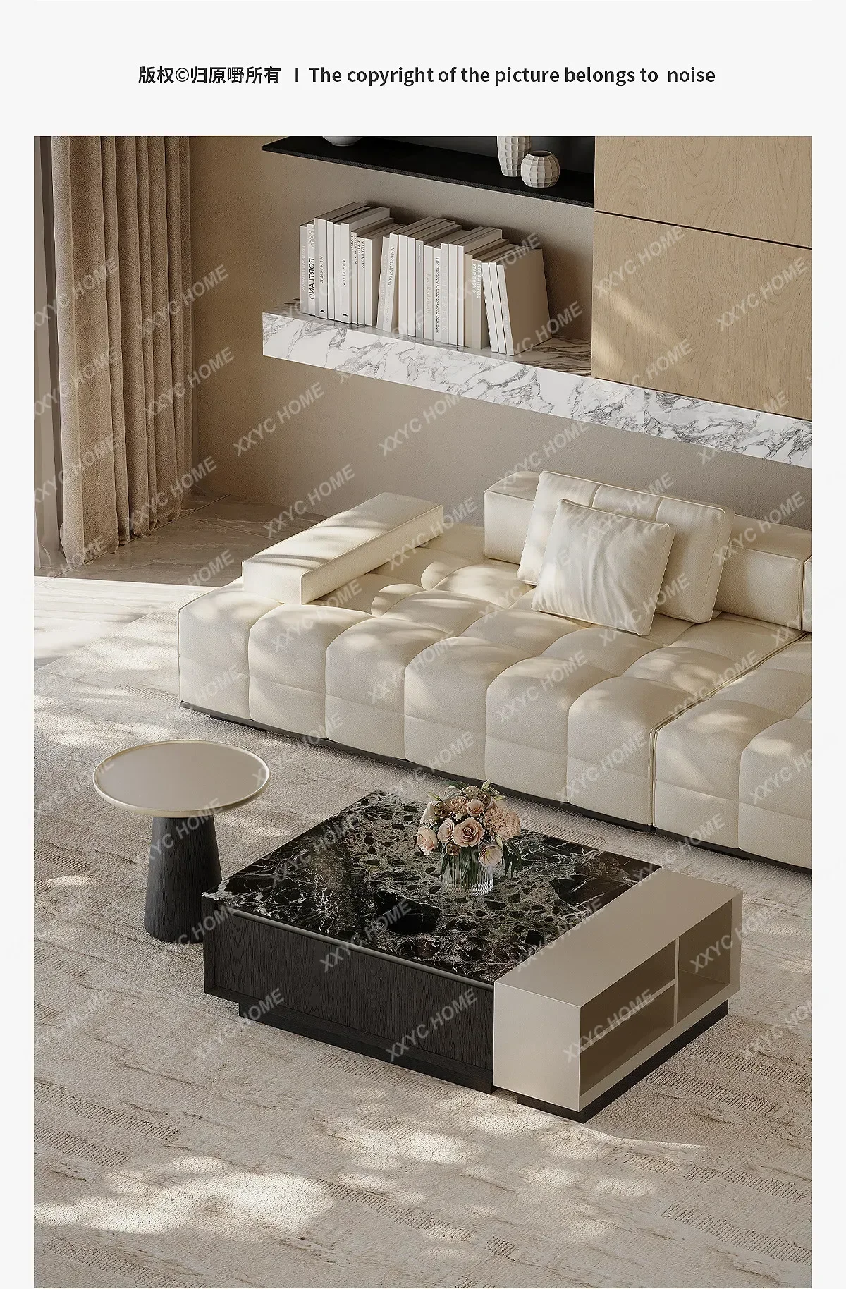 Marble Coffee Table Living Room Household Small Apartment  Light Luxury High-end Atmosphere High-grade Artistic