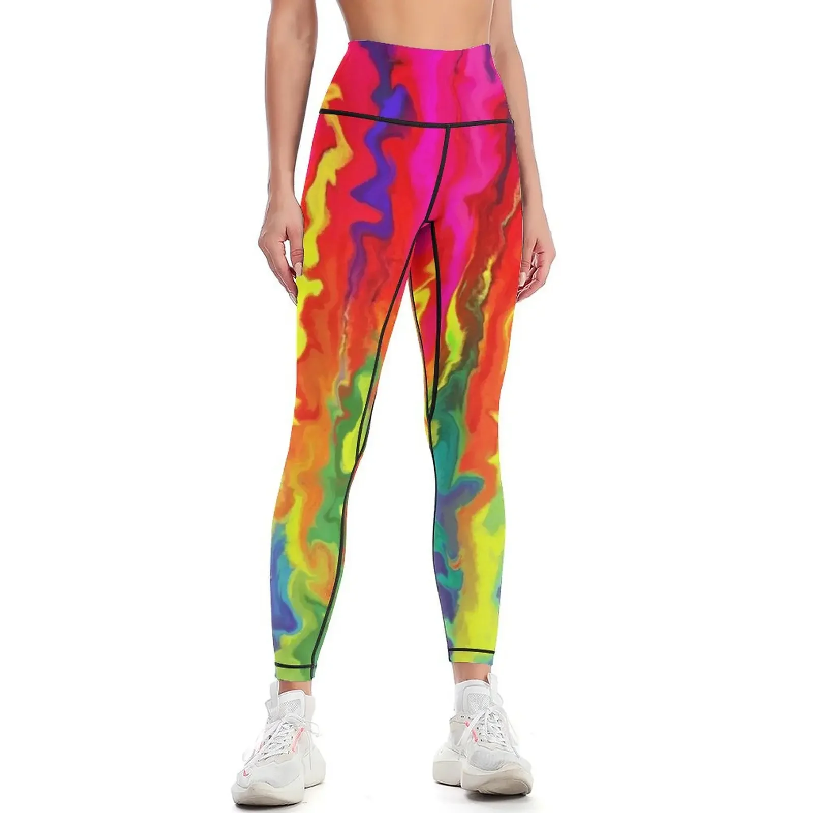 

Rainbow Paint Pour Leggings leggins push up woman legging gym Clothing fitness push up fitness Womens Leggings