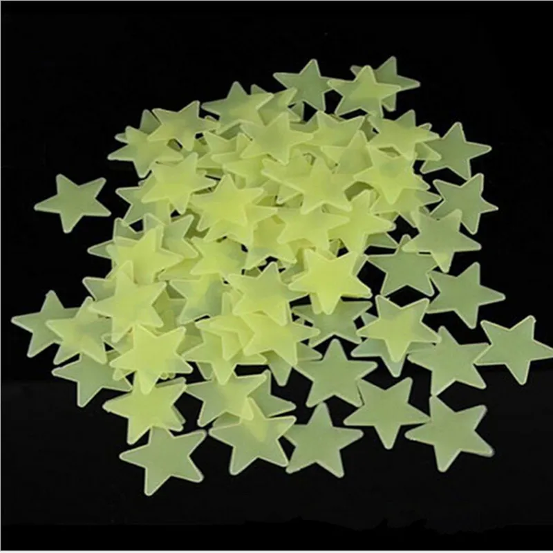 1 Pack (100 pcs) Small Fluorescent Green Luminous Stars Wall Stickers Fluorescent Star Patches Best Home Wall Home Decorations