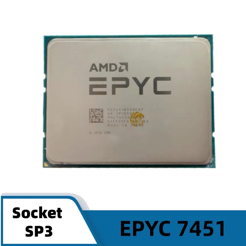 AMD EPYC 7451 CPU 7nm 24-Cores 48-Threads 2.3 جيجا هرتز 64 ميجا بايت 180 وات مقبس SP3 Server EPYC7451