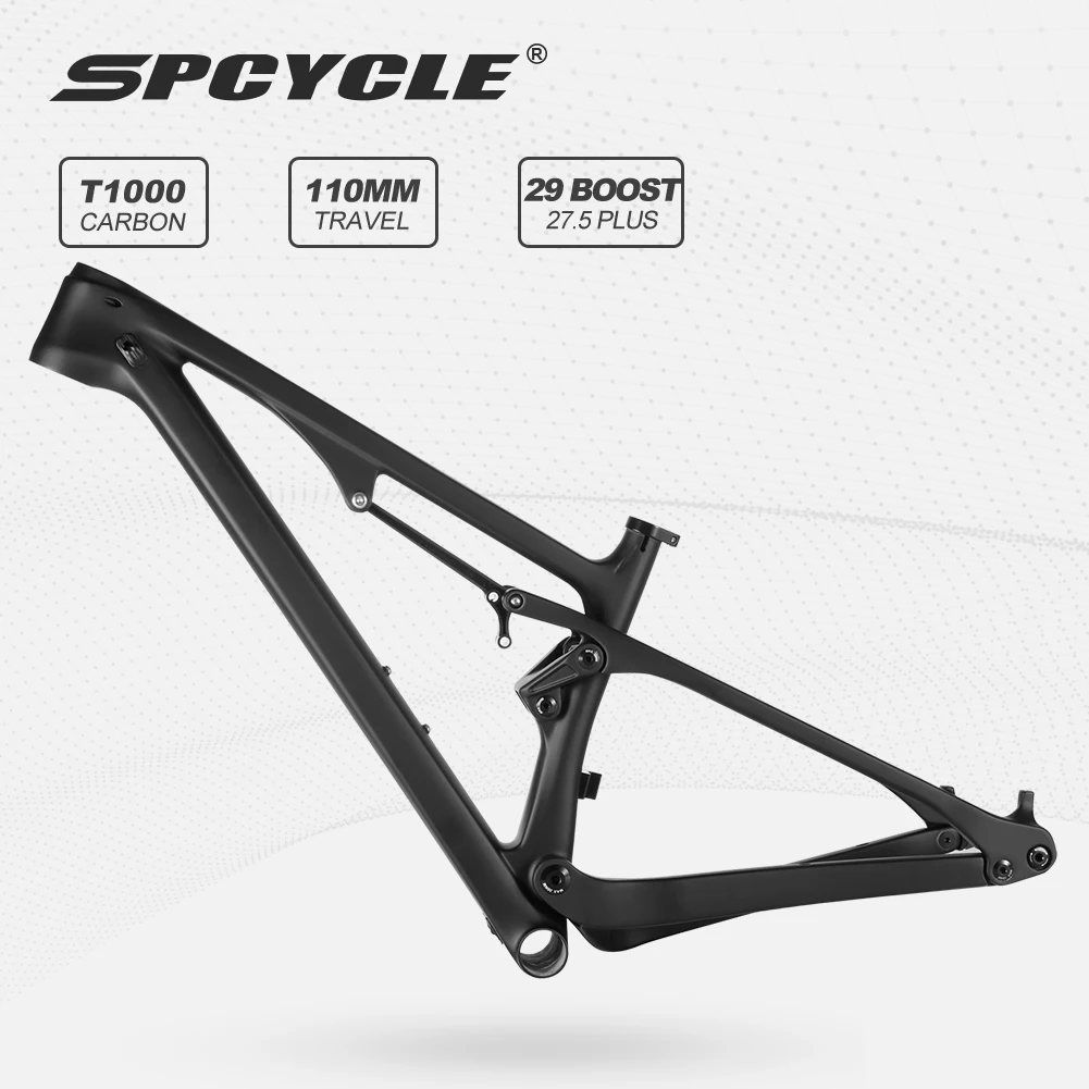 Spcycle 29er Full Suspension Carbon Mountain Bike Frame Travel 110mm 29 Boost Carbon MTB Frame BB92 15/17/19/21inch