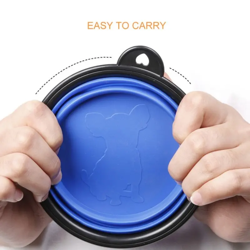 Collapsible Dog 1000ml Large Folding Silicone Bowl Pet Outdoor Travel Portable Puppy Food Container Dish With Carabiner