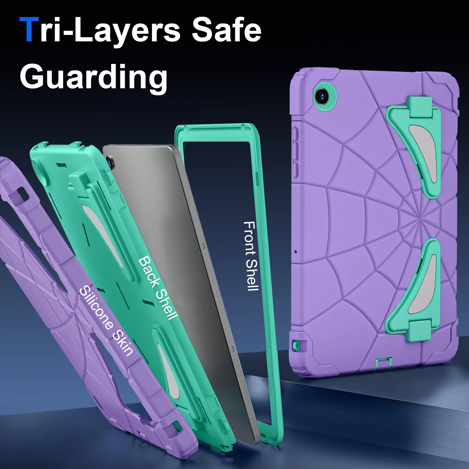 Kids Rugged Case Universal For Samsung Galaxy Tab A11 A9 8.7 inch SM-X133 X135 SM-X110 X115 X117 Built-in Kickstand Armor Cover