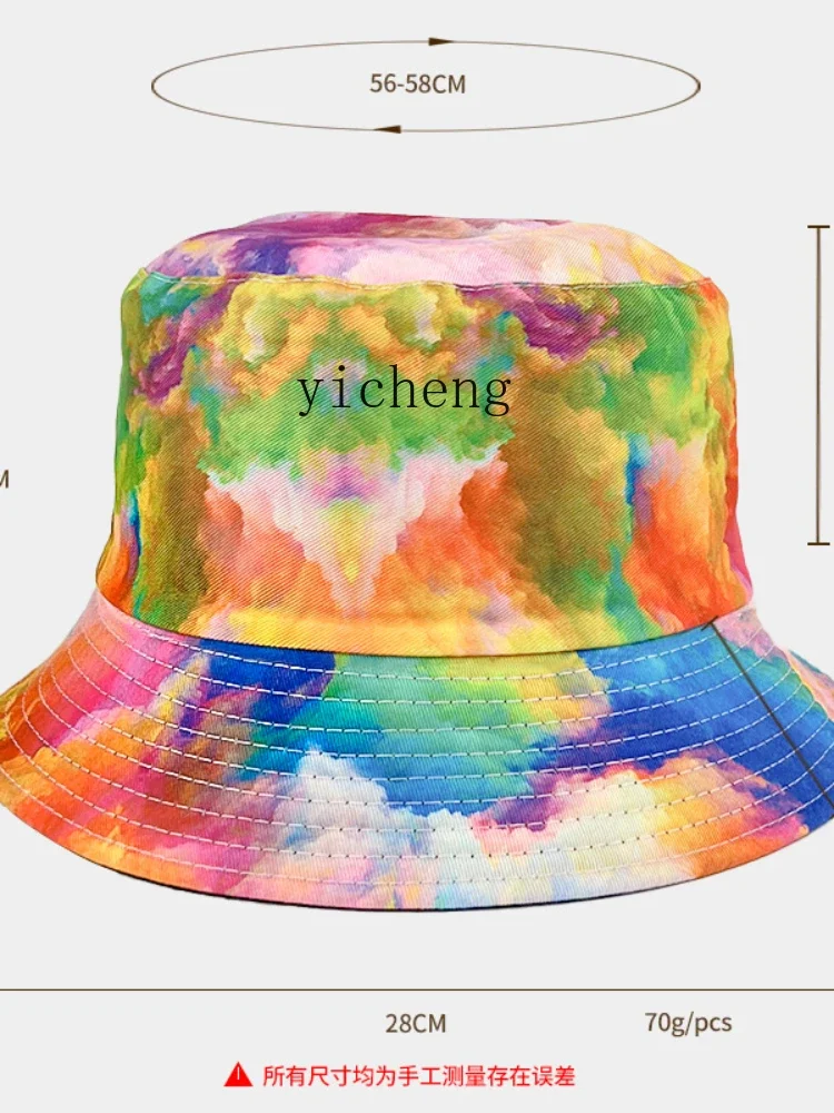 YY Printing Tie-Dye Bucket Hat Outdoor Sun Protection Bucket Hat Graffiti Double-Sided