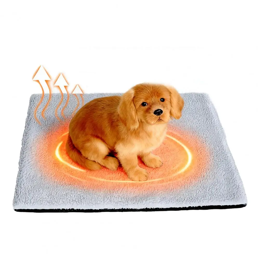Self Warming Pet Mat Anti Slip Pet Blanket Self Warming Cat Mat with Non-slip Bottom Plush Thermal Dog Pad Removable for Indoor