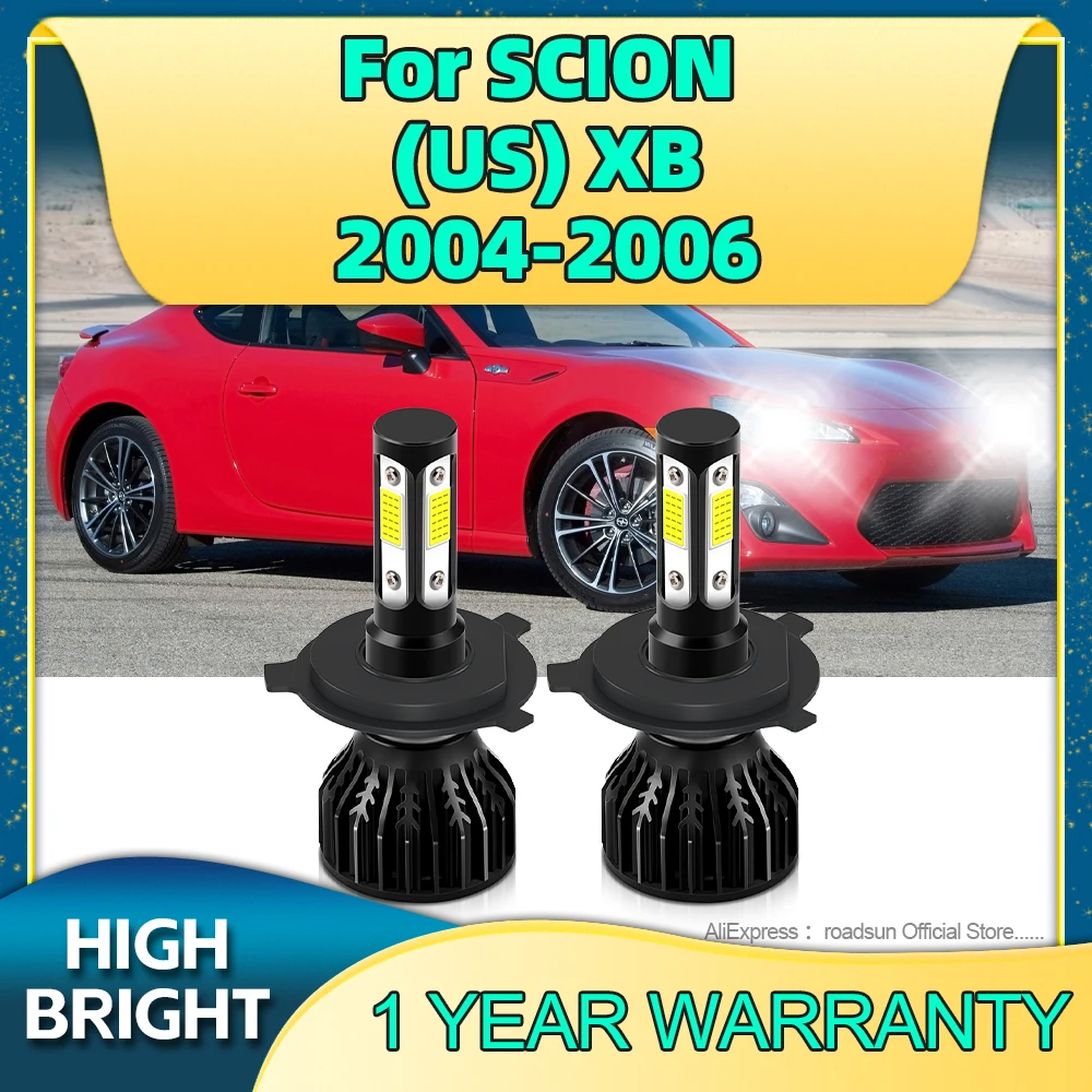 2Pcs H4 LED Headlight 6000K Hi/Lo Beam 25000LM High Bright Car Lamp with Fan Cooling For SCION (US) XB 2004 2005 2006