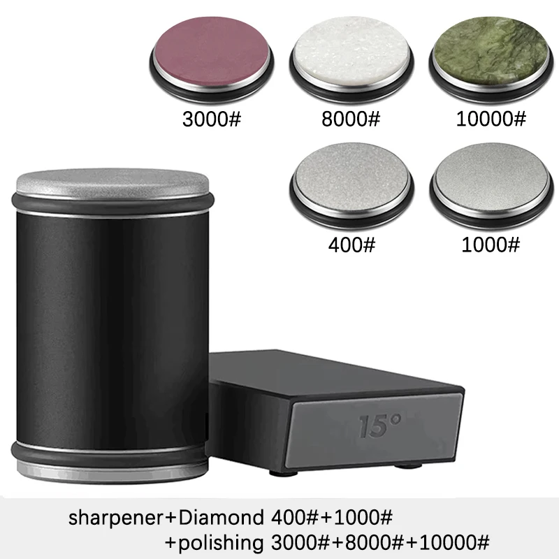 Rollende messenslijper Magnetische meshouder Diamantslijpsteenset met 15 en 20 graden hoekrol Keukenaccessoire