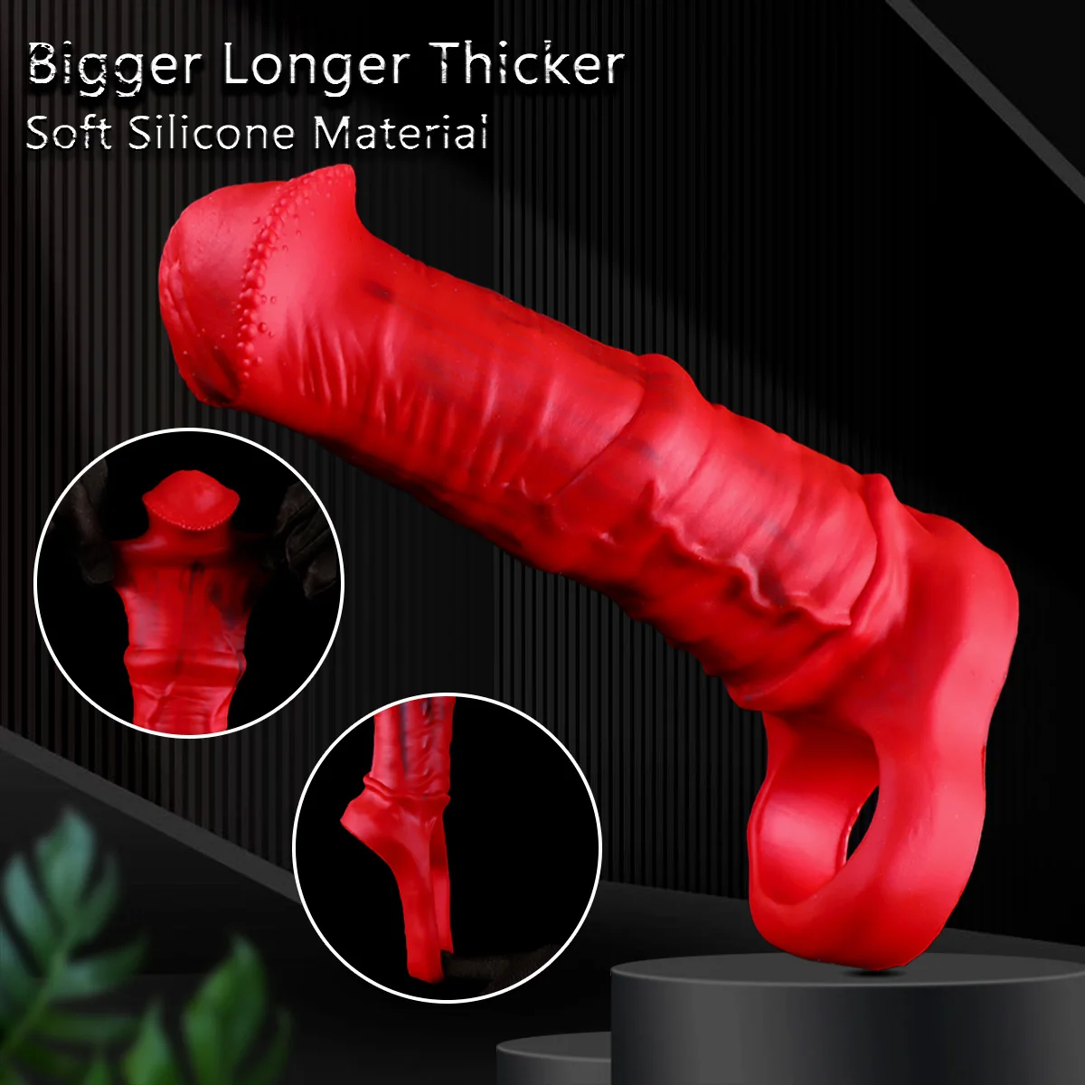 Male Realistic Penis Sleeve Ring Hollow Cock Ring Enlargement Extender Adult Sex Toys Men Penis Sleeve Delay Ejculation Reusable view 6