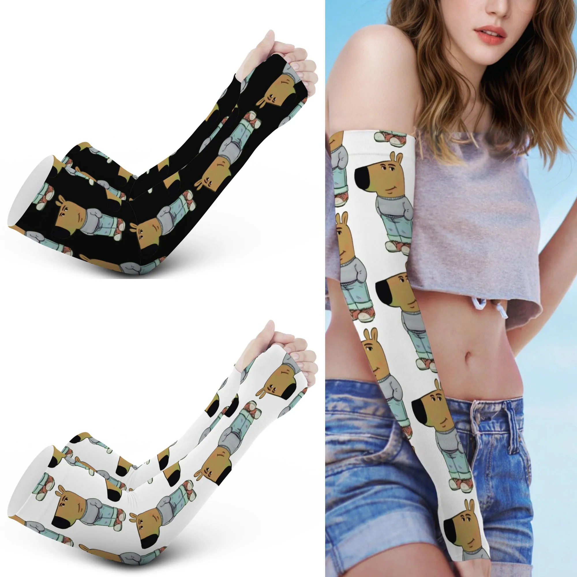 

Harajuku I'm Just A Chill Guy Meme Cooling Arm Covers for Men and Women Sun Protection Sunshade Ice Silk Sleeves for Cycling