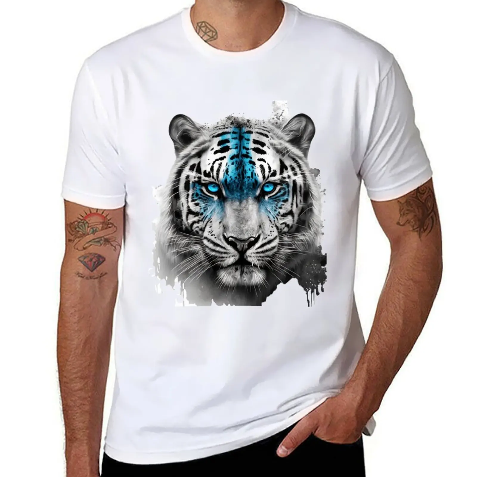 

Tiger - Tiger art - Tiger blue eyes T-Shirt t shirts cotton 100% man t shirt graphic T-Shirt