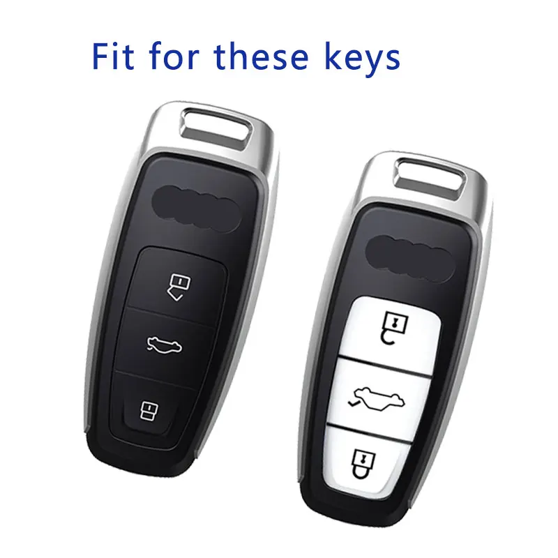 For Audi Audi A3 A4 B9 A6 C8 A7 S7 4K A8 D5 S8 Q7 SQ8 Q8 E-tron 2018-2021 Car Smart Key Case Cover Bag Shell Protector Keychain