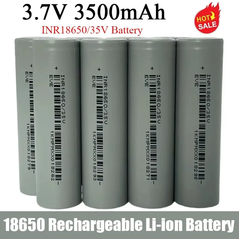 充電式リチウムイオン電池,18650, 3.7V, 3500mAh,懐中電灯ヒーター用,ハンドウォーマーファン,inr18650,35v,100% オリジナル