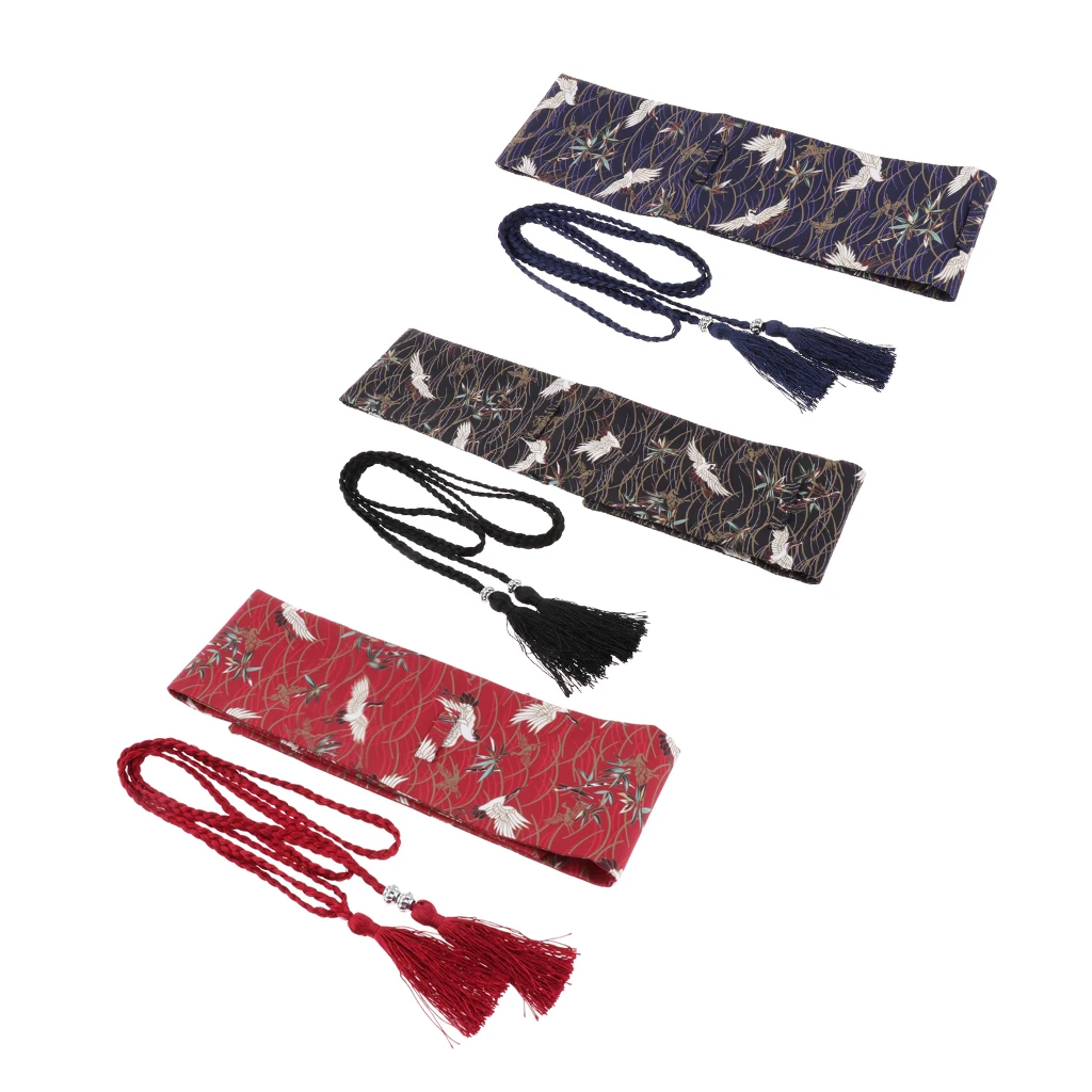 Vintage Style Kimono Obi Waist Sash Wide Belt with Drawstring Rope for Fashion Dress and Chiffon Shirt Looks