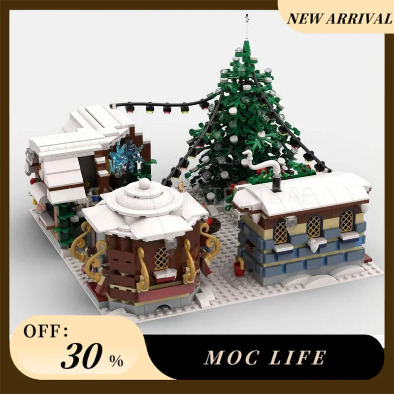 NIEUWE 1302 STKS Aangepaste MOC Dorp Kerstmarkt Blokken Technologie Bricks DIY Creatieve Assemblage Onderwijs Speelgoed Vakantie Geschenken