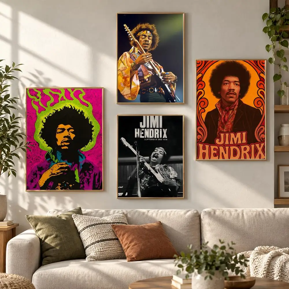 J-Jimi Hendrix Kraft Papper Poster HD Waterproof Aesthetic Wall For Home Decor Trendy Durable Easy To Apply Art