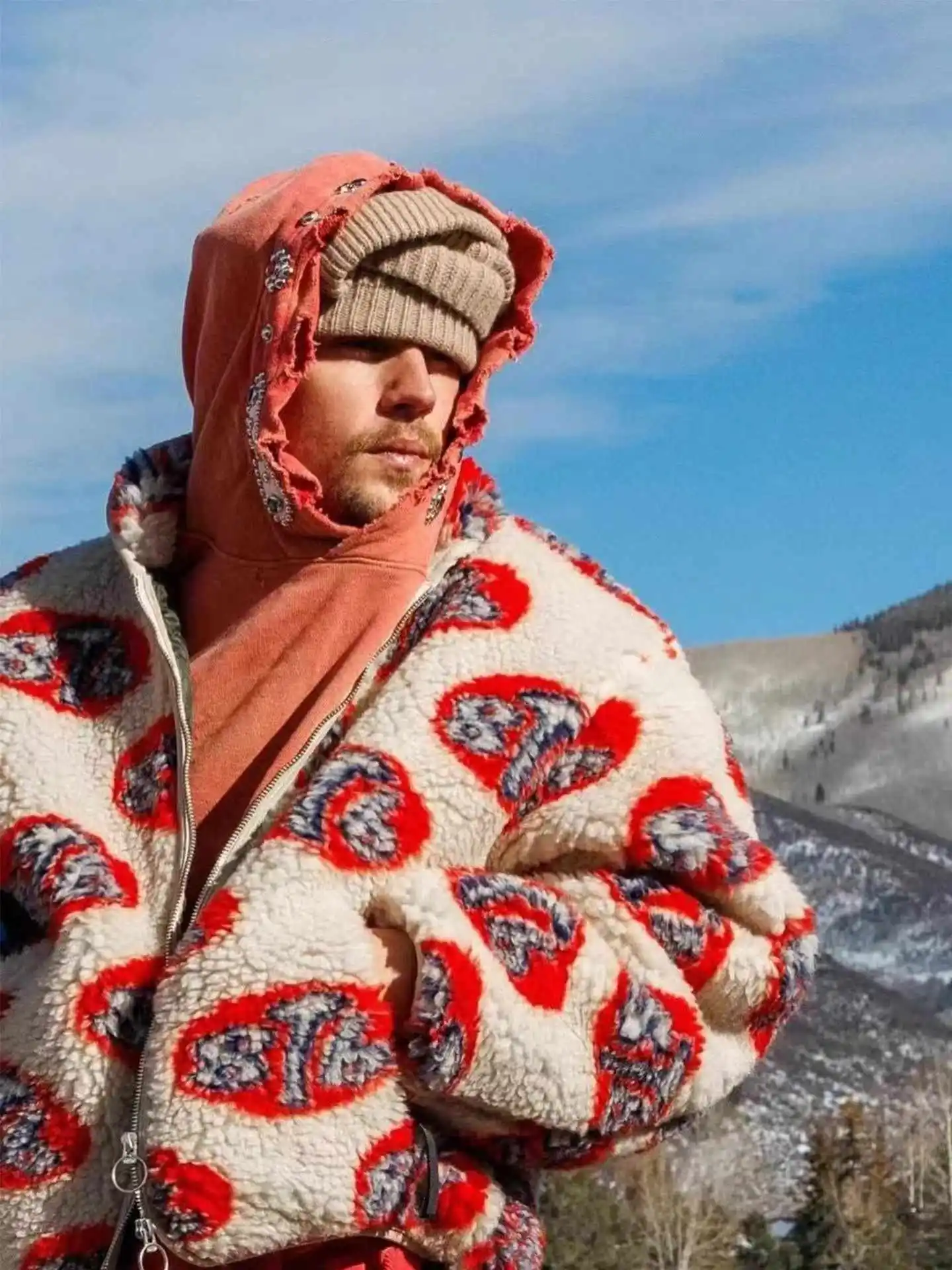 KAPITAL Hirata and Hongri Lamb Fleece Warm 8T6 Pattern Coat for Men Fashion Loose Casual Jacket