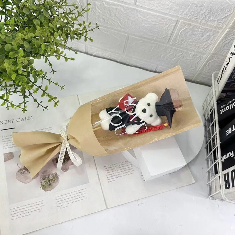 

Новый букет медведя-мастер, букет подсолнечника, украшение, букет животных, 36 см, милый медведь с героями мультфильмов, День святого Валентина