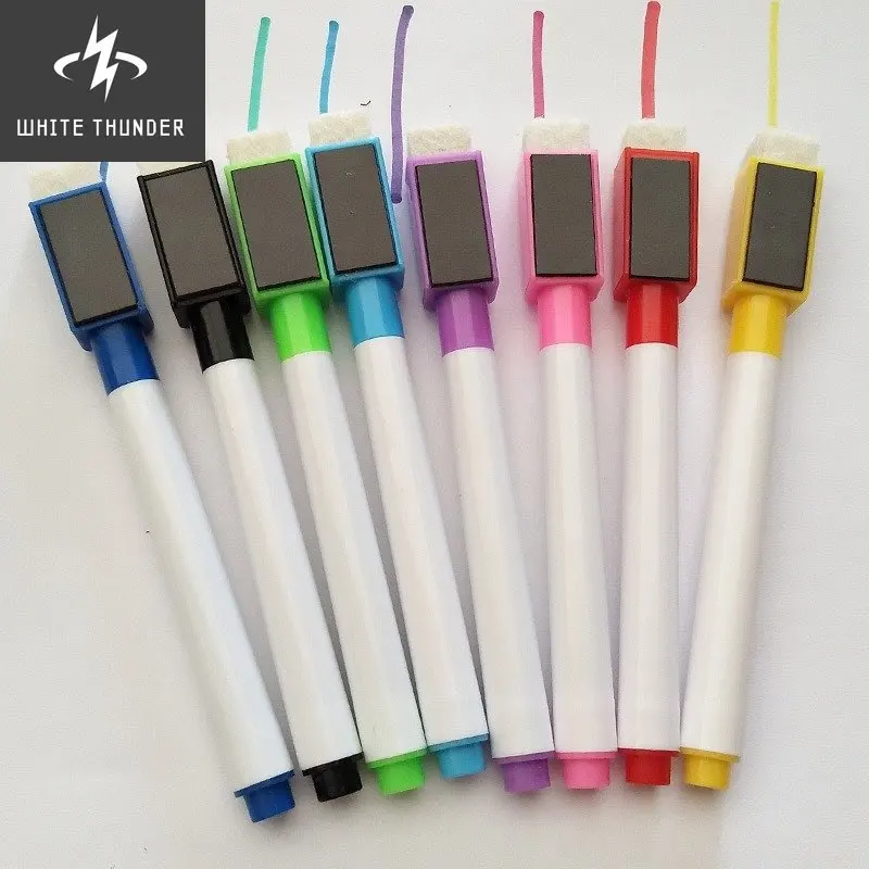 8pcs\set Erasable Colorful Black Whiteboard Pen Marker Magnetism And Brush Office School Stationery Supplies